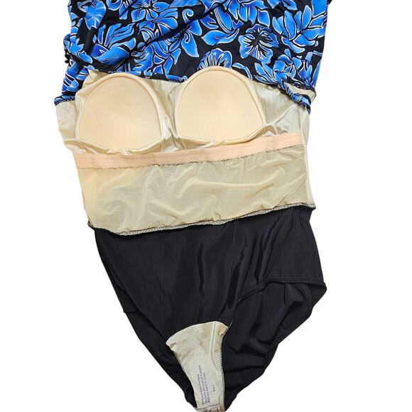 Maxine Instant Minimizer Faux Skirtini Black/Blue/Metallic Silver Plus Size 26W - Picture 6 of 10